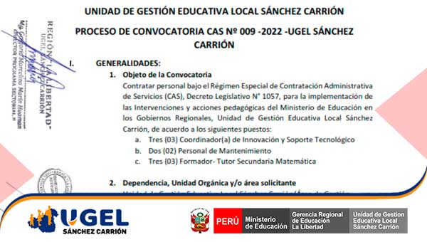 Convocatoria Cas N Ue Ugel S C Actualizado